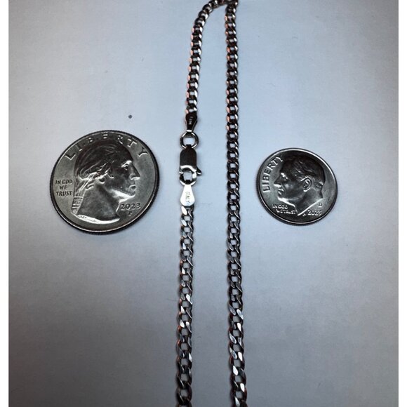 925 Sterling Silver 9" Italian Curb Chain Bracelet | Estate Jewelry PLUX Mark - Picture 5 of 8